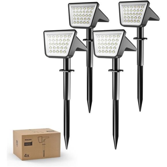 Solar Spot Lights Outdoor 28 LED Waterproof Landscape Pathway Yard Garden Drivew - Picture 1 of 7